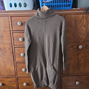 REVAMPED Olive greenturtleneck Sweater Dress. Sz L